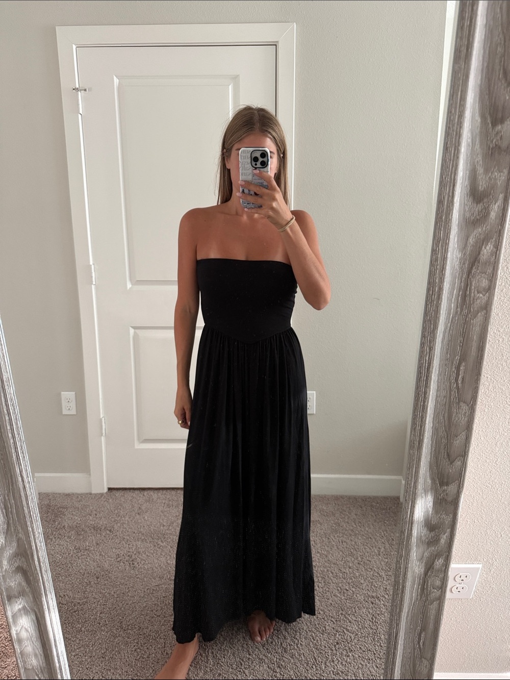Black strapless maxi dress